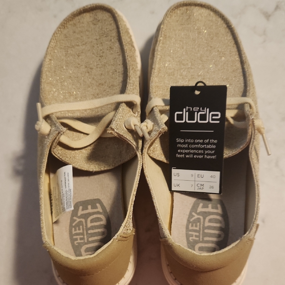 Hey Dude Glitter Beige Loafers